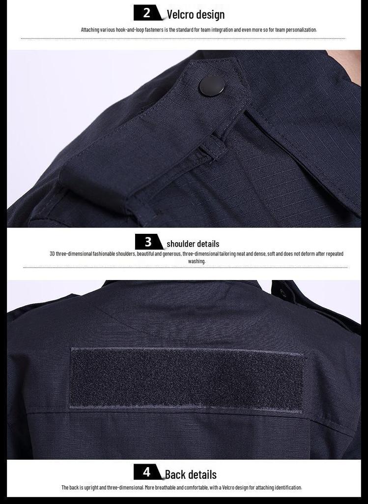 Black Mesh Tear-Resistant Short-Sleeve Security Guard Training Uniform