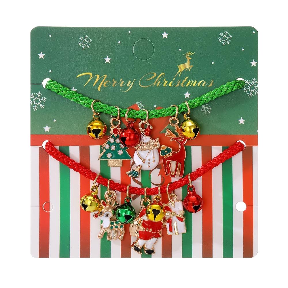 European & American Christmas Tree Clay Bracelet Set: 3-Piece Fashion with Reindeer & Snowflake Designs