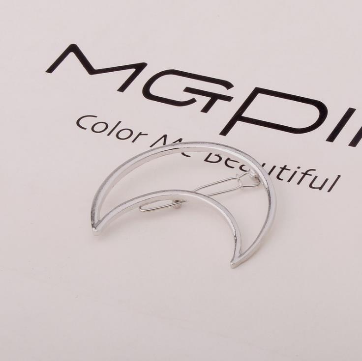 A028 Triangle Moon Circle Geometric Hair Clip - European & American Style Hair Accessories
