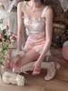 Розовый корейский стиль Kawaii Lolita Vset женский белый японский милый милый топ на бретелях женский синий кружевной сексуальный укороченный топ принцессы Франции новый
