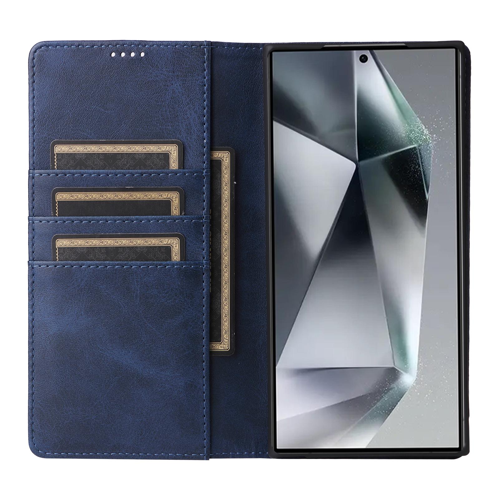 

For Samsung Galaxy S25 Ultra Case RFID Blocking PU Leather Phone Wallet Cover Blue