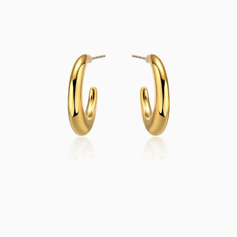Minimalist C-Shaped Hoop Earrings for Women - European & American Summer Style