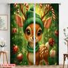 2pcs,2D plane printing Window Curtain Cute Christmas Reindeer Holiday Cheer (3) 100% Polyester (without rod) Holiday Use for