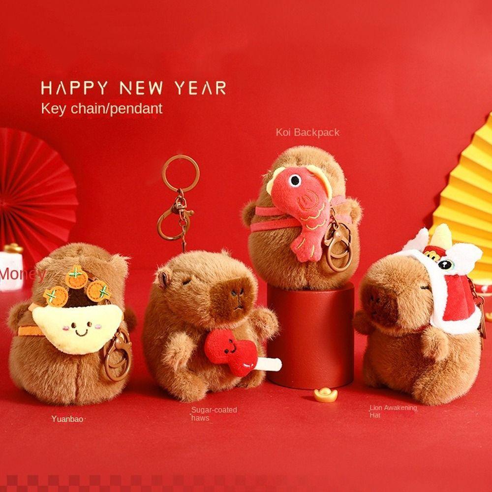 

Stuffed Doll New Year Capybara Pendant Plush Bag Pendant Kids Christmas Gift B