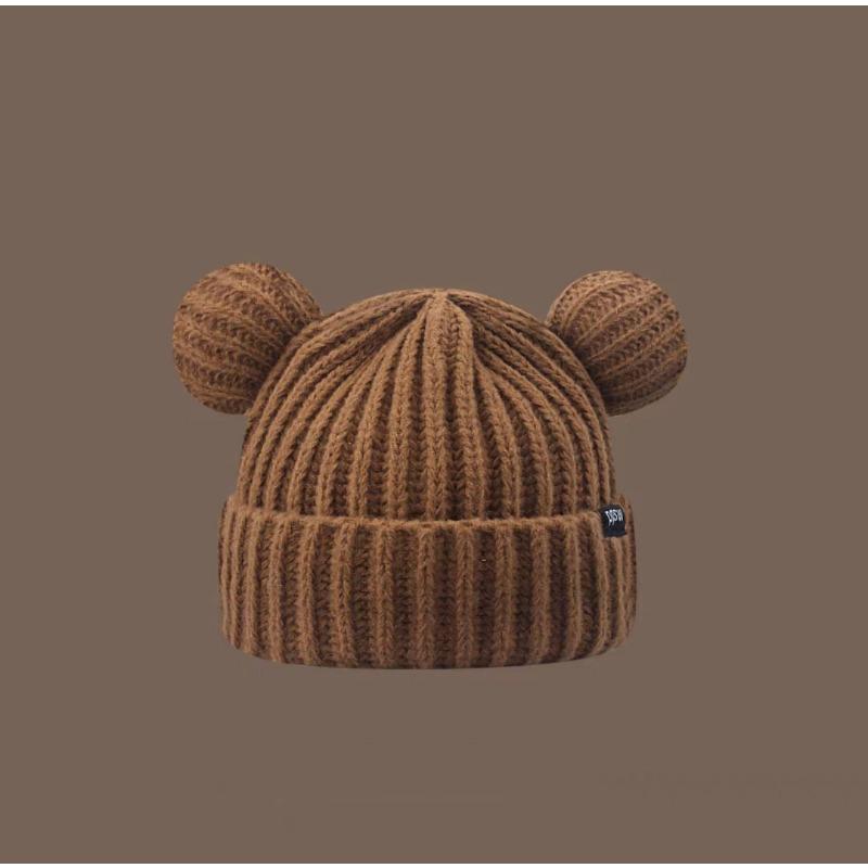 Cat Ears Knitted Hat for Women, Warm In Autumn and Winter, Thickened Ear Protection for Winter, Showing Face, Small Student Wool Hat Ins Wind