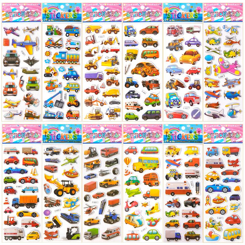 Vehicle Style 3D Puffy Sticker 5/10/15/20 Sheets Scrapbook Bubble Stickers Birthday Festival Gift Rewards Student Stationery ZYF