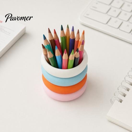 Pen Holder Decorative Rainbow Donut Holder, 3D Printed Desk Organizer, Cute Multi-functional Stand Pencil Cup for Makeup Brushes, Classroom