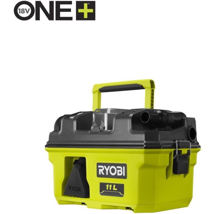 RYOBI - Aspirateur d’atelier 18V ONE+ - 11,8 kPa - collecteur 11 L - Avec accessoires &amp; adaptateur pour outils ONE+ - RV1811