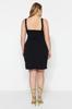 Women's Style Plus Size Black Sweetheart Neckline Knitted Dress