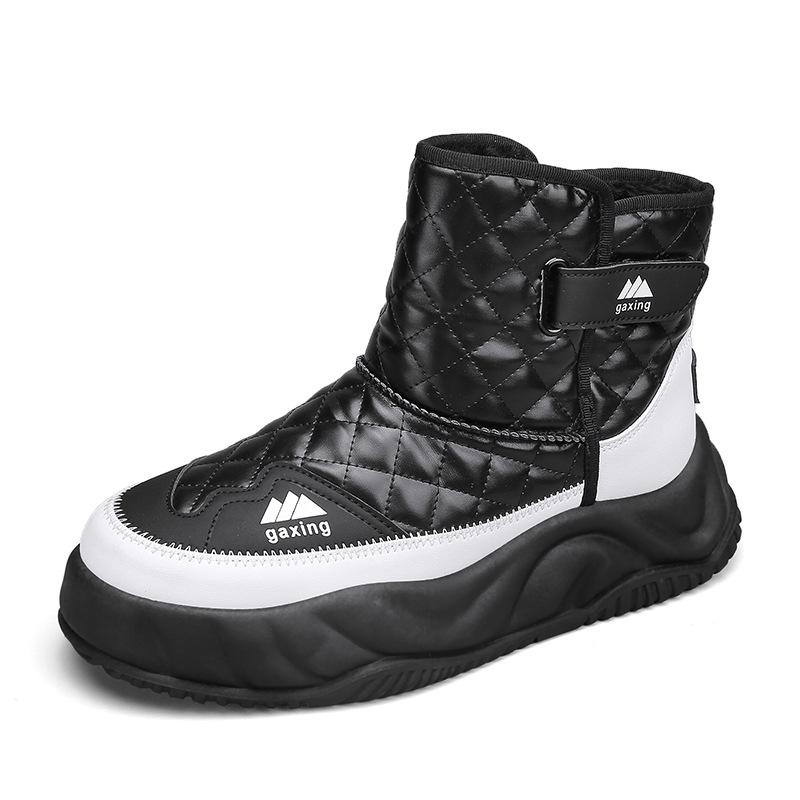 Winter velvet warm color matching bread shoes men's high-top Velcro platform cotton shoes outdoor casual snow boots