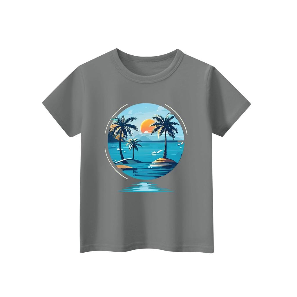 Children's Short Sleeve Neck T-Shirt Animal Print Daily Casual Top