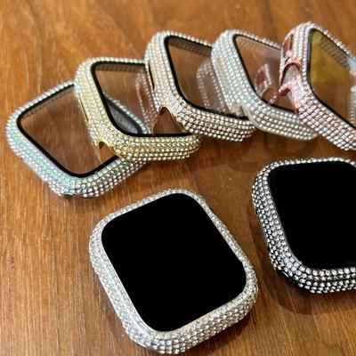 Coque en Verre Trempé Incrustée de Strass pour iWatch SE/9-1 Convient aux 38/40/41/42/44/45mm Housse de Protection pour Apple Watch