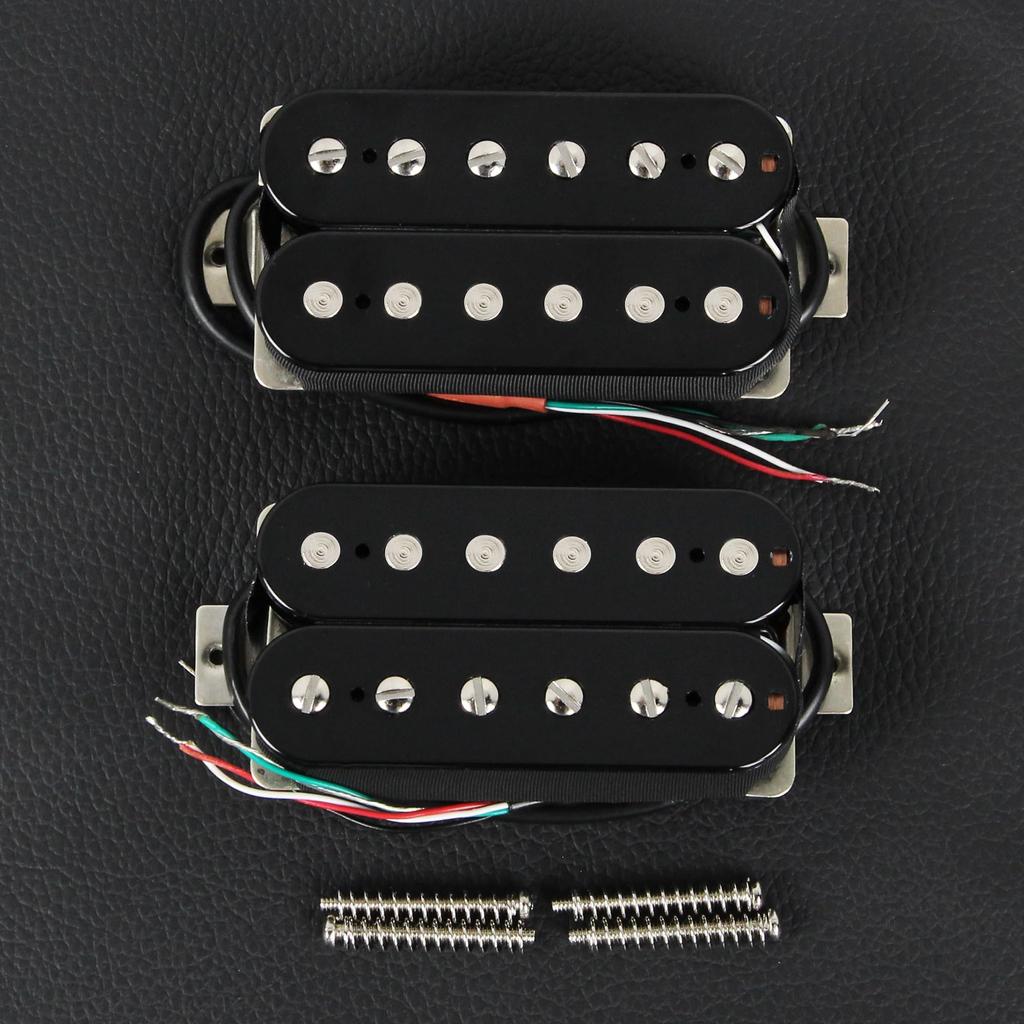 FLEOR High Output Alnico 5 Guitar Pickups, Double Coil Humbucker Pickups, Neck and Bridge Set, Black