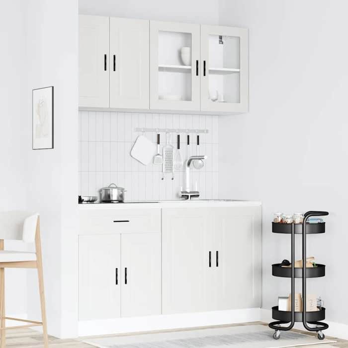 VidaXL Ensemble de 4 meubles de cuisine "Porto" en bois d'ingénierie blanc 3314871