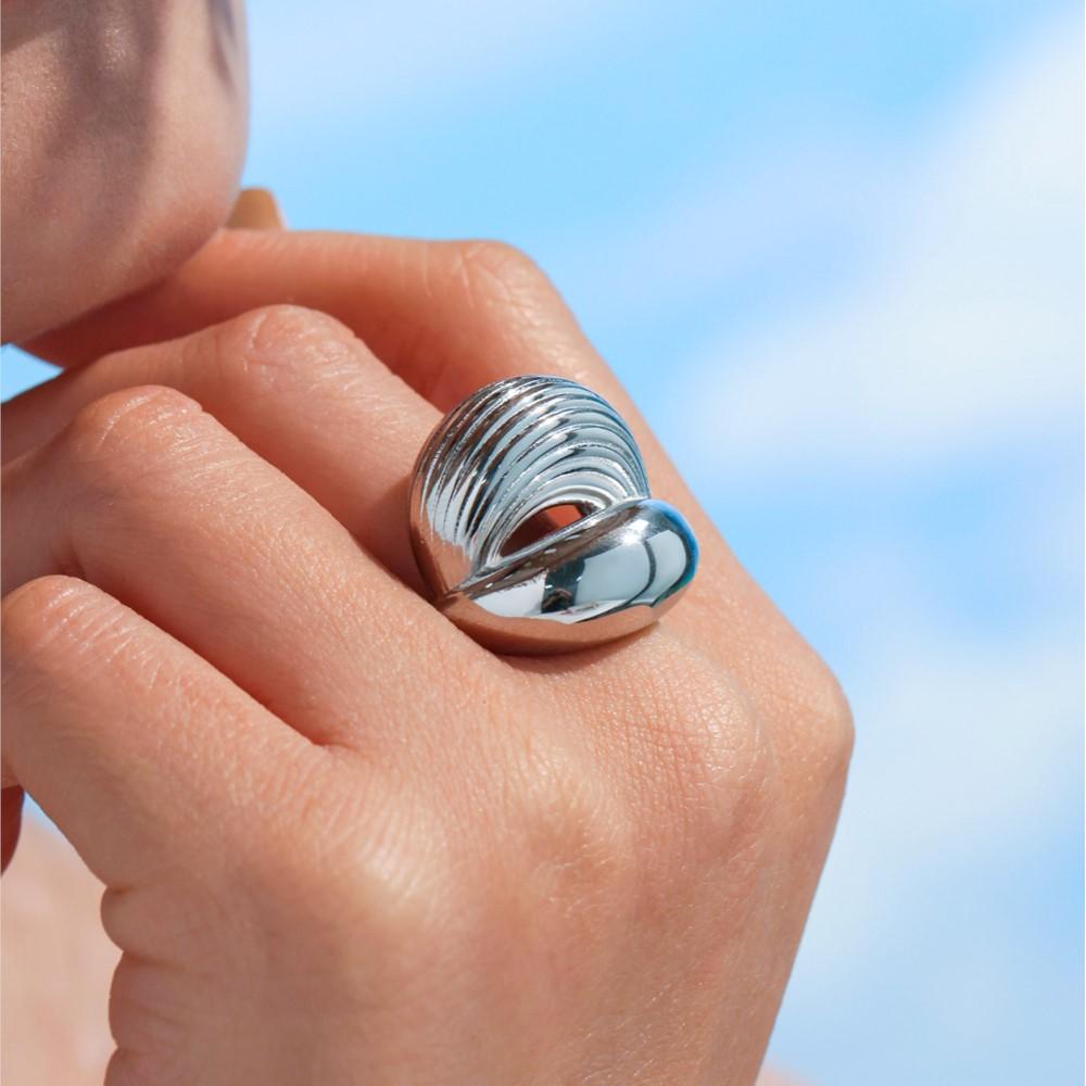 Two Layer Chunky Rings In Stainless Steel With 18k Gold Plated Waterproof Non Tarnish Open Ring For Women