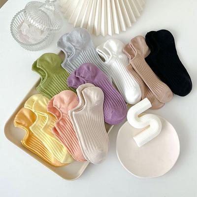Women's Striped Boat Socks Thin Light Anti-Slip Ankle Socks Invisible Socks Candy Color