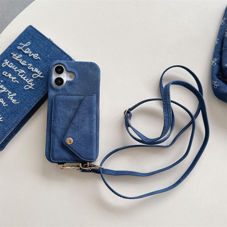 Applicable To iphone14Pro Denim Card Case Crossbody 11/12promax Envelope Card Case Change Protective Case