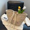Nowa Letnia Torba Tkana z Francuskiej Trawy o Dużej Pojemności Wakacje nad Morzem Plaża Torby Jednoramienne Wydrążona Torba Tkana z Bawełnianego Sznurka