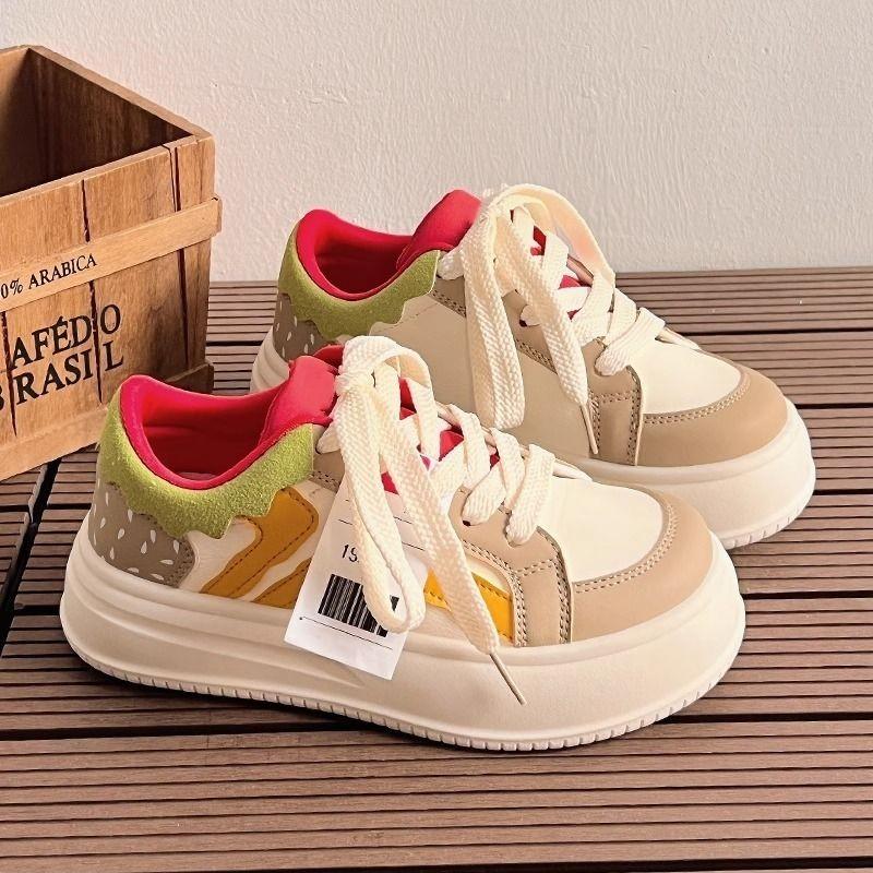 Fashion New Color-blocked Fashionable Comfortable Breathable Thick-soled Slim-fitting Cute Temperamental Casual Women's Sneakers