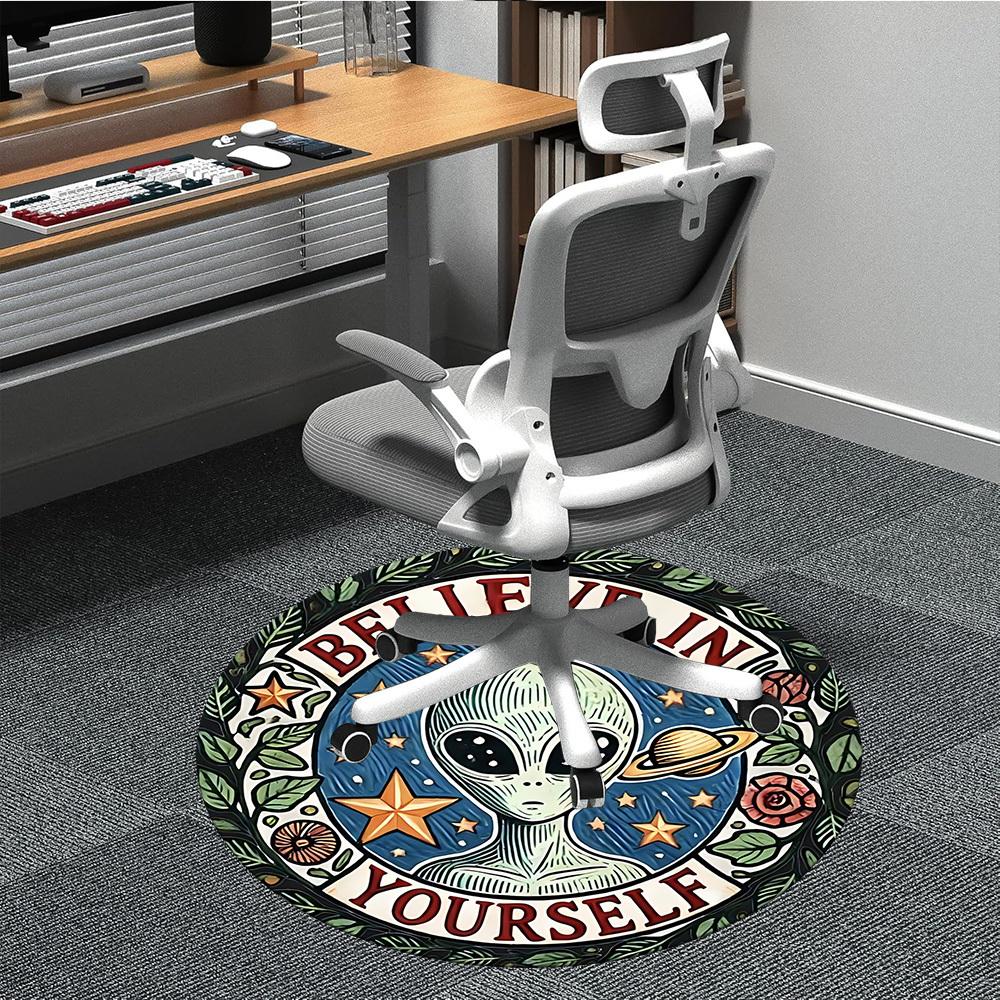 

1pc Alien Motivation Office Round Area Rug, Under Office Chairs Bedroom Living Room Home Decor, Room Deco 80cm