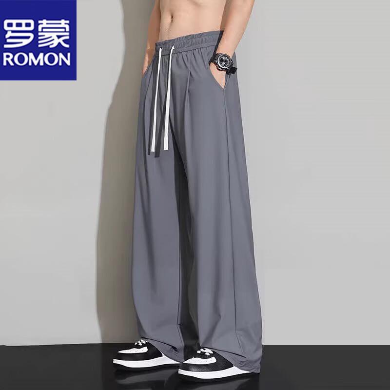 ROMON Men's Summer Casual Ice Silk Pants