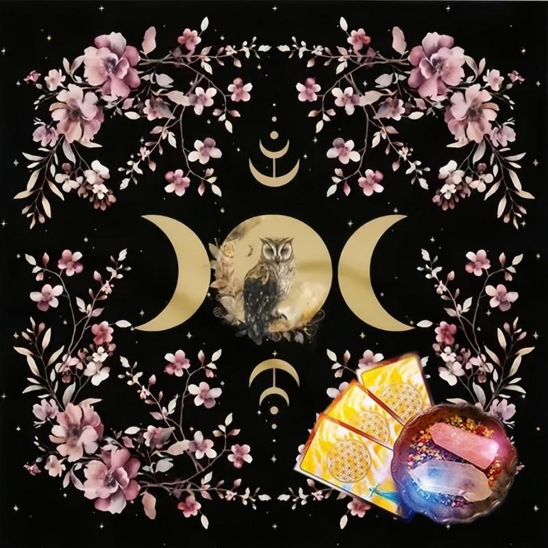 Moon Flower Pattern Astrology Tablecloth Tarots Divinations Tablecloth Altars Cloth Divinations Board Game Accessories
