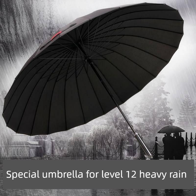 Ombrello Automatico Rinforzato Antitempesta Extra Large, 24 Stecche, Manico Lungo Dritto per Uomo, Ombrello Grande con Manico Dritto Doppio Spessore