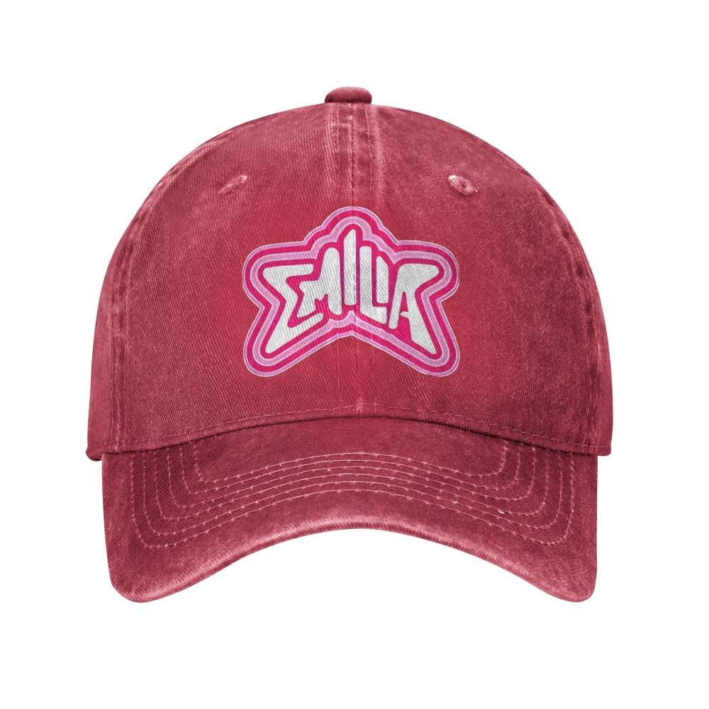 Emilia Mernes Pink Logo Unisex Baseball Caps Distressed Denim Caps Hat Vintage Outdoor Workouts Unstructured Soft Snapback Hat