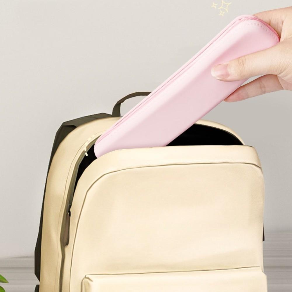 Multifunctional Pen Bag Solid Color Stationery Storage Bag Simple Silicone Pencil Case Friends
