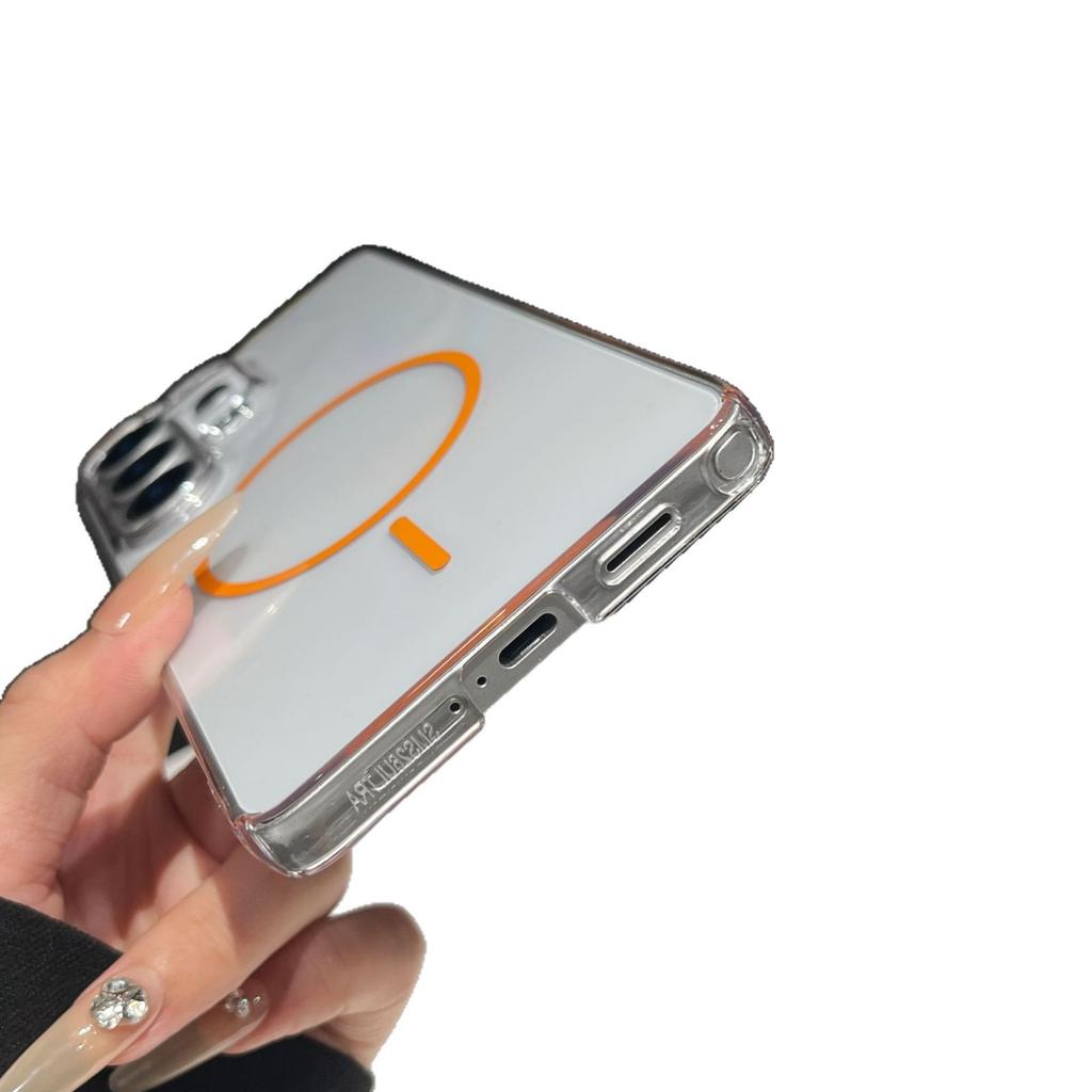S26 is suitable for Samsung S25 + all-inclusive PC high transparency large hole thin ring magnetic suction S24U mobile phone case anti-drop S23 case