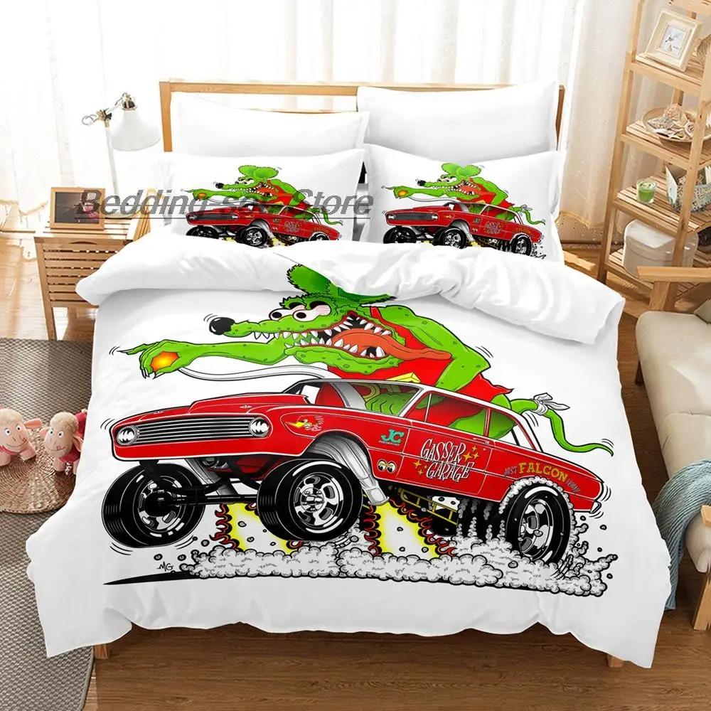 

Breathable Warm Single Twin Full Queen King New Rat Fink Size Bed Aldult Kid Bedroom Duvetcover Sets 3D Anime Quilt Comforter (quilt)-EU Single(135*200cm)3pcs