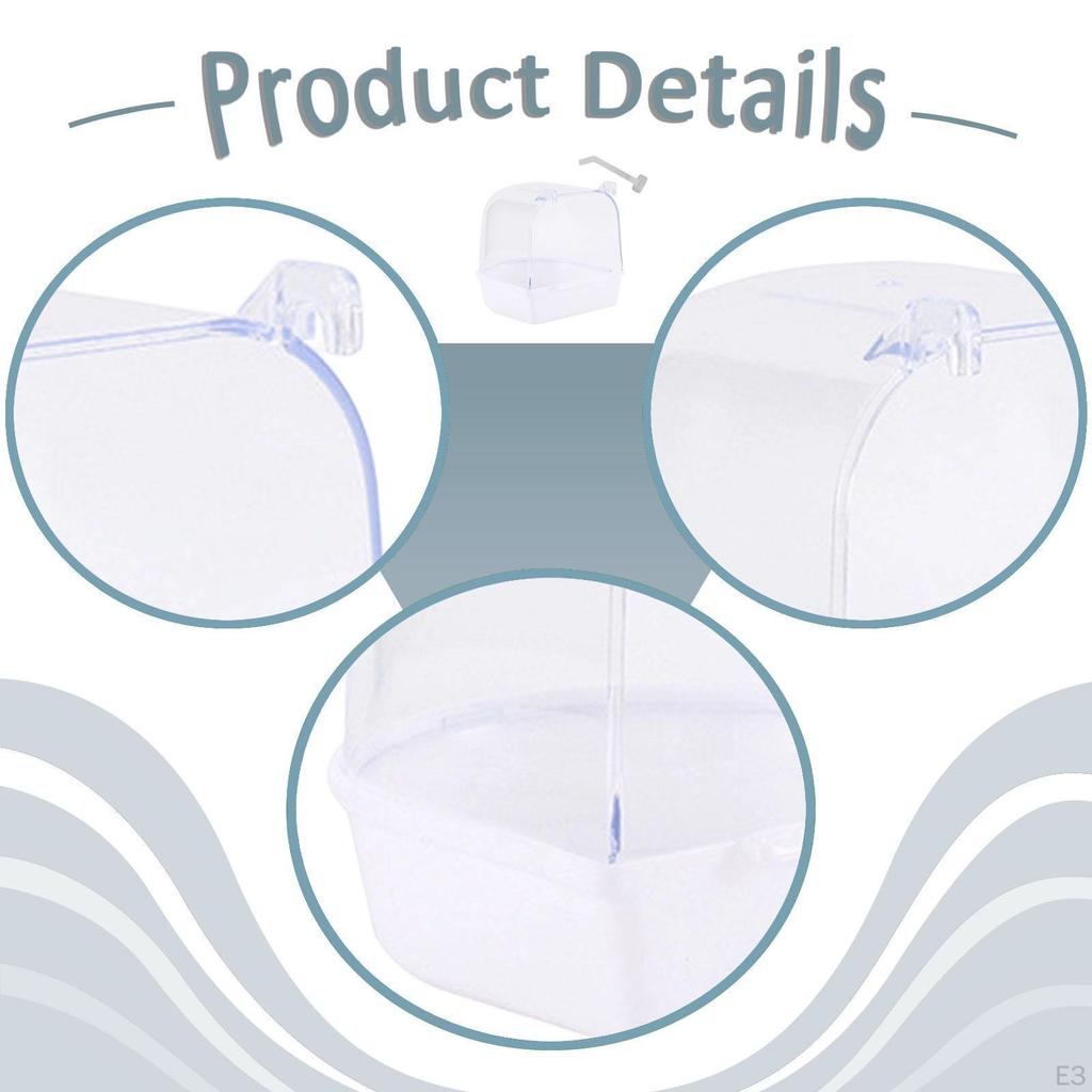 Bird Bath Box Cage Accessory Versatile Parrot Bowl Hanging Bathtub for Canary Budgie