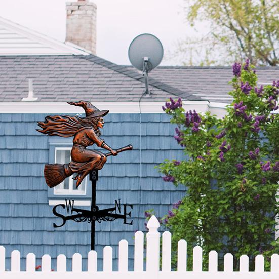 Hexen Wetterfahne Halloween Fliegende Hexe Wetterfahne mit Dachhalterung Metall Richtungsanzeiger für Außen Bauernhof Hof Gartendekoration
