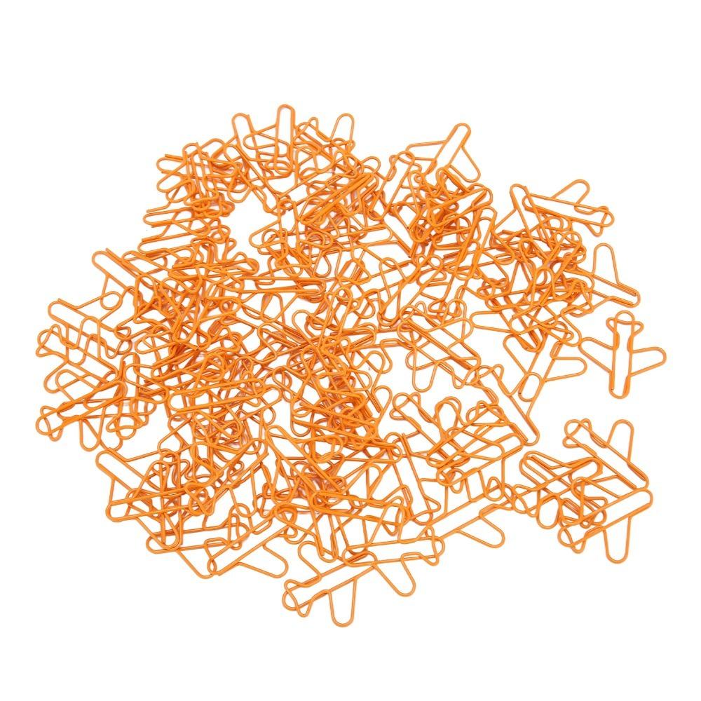 

100Pcs Plastic-coated Wire Aircraft Shape Paper Clips 30*26mm Cute Paperclips Office Home помаранчевий