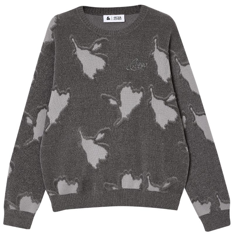 Мужской вязаный свитер Jack & Jones с вышивкой и круглым вырезом M