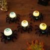 Halloween Spider Tea Lights LED Flameless Spider Candle Holder Light Battery Operated Spider Eyeballs Lamp for Home Decoration