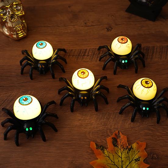 Halloween Spider Tea Lights LED Flameless Spider Candle Holder Light Battery Operated Spider Eyeballs Lamp for Home Decoration