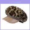 Leopard Print Newsboy Cap With Warm Polyester Fabric For Winter Casual Fashion