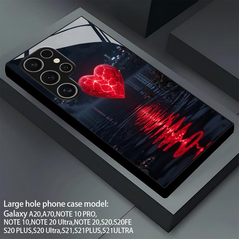 2D Heart Reflection Pattern Mobile Phone Case for Samsung S26 S25 S24 S23 S22 S21 S20 A56 A36 A16 - Glass Protective Cover
