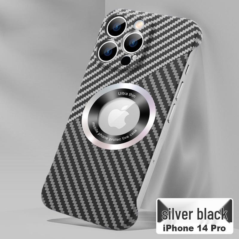"Carbon Fiber Magnetic Suction Case for iPhone 16 Pro Without Frame, Fits iPhone 12/13"