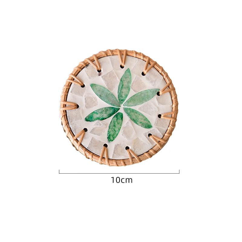 Rattan & Ceramic Shell Coasters