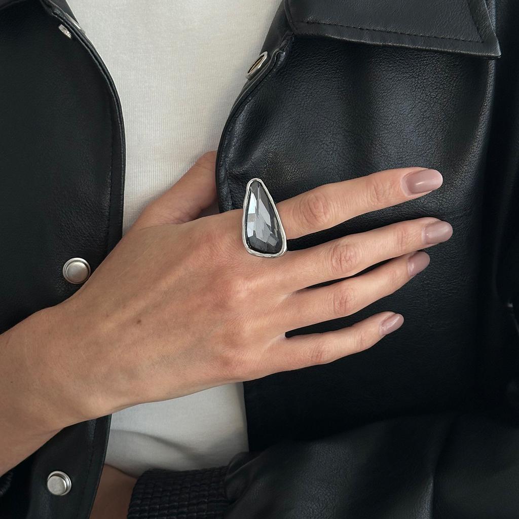 Ensemble de Bagues Carrées Géométriques en Métal et Acrylique Diamanté, Style Mode Luxe Léger