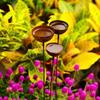 3-Tier Bowl Metal Bird Bath Long Stem Rusty Bird Feeder Retro Rain Catcher  Lawn Decor