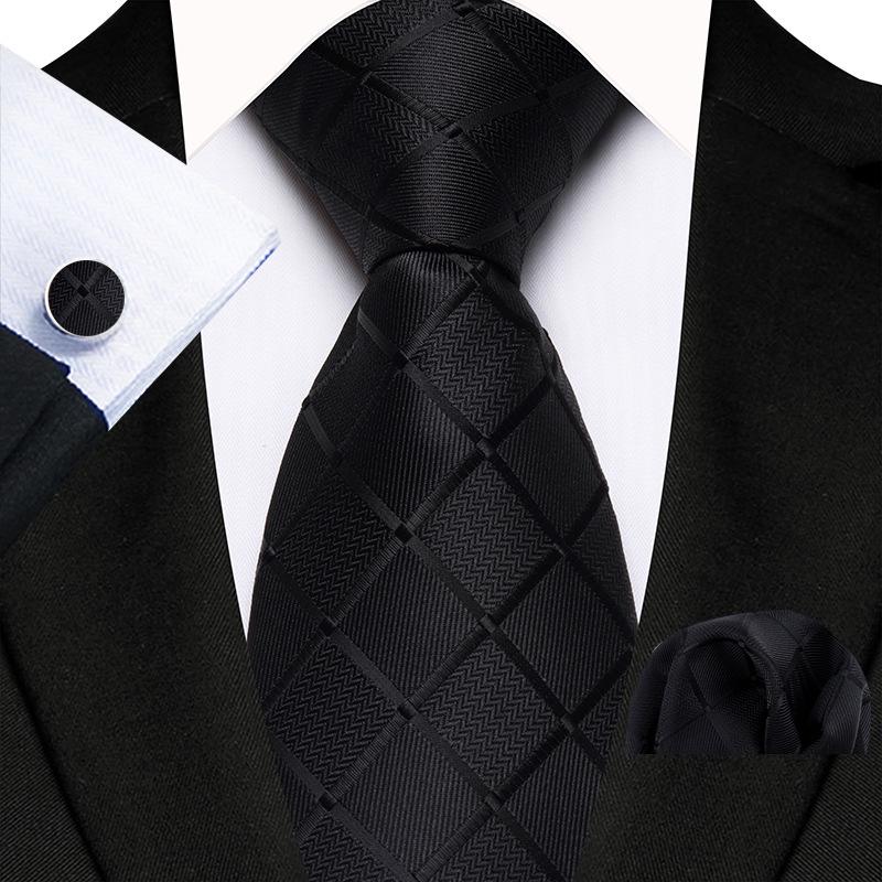 2025 Men s Multi-color Plaid Business Tie Set: Tie, Pocket Square, Cufflinks