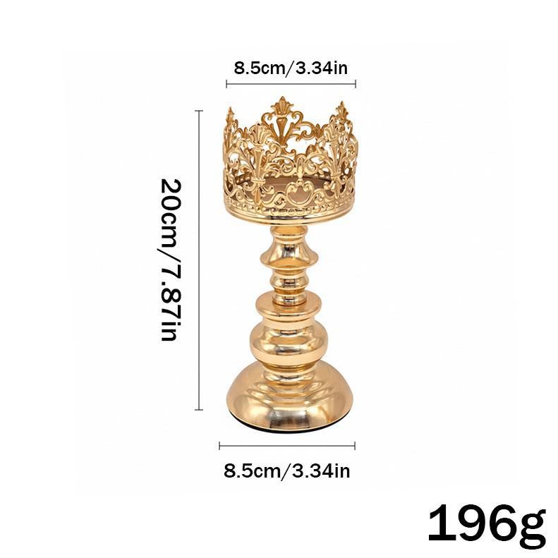 European Retro Hollow Crown Wrought Iron Candlestick Set - Wedding Decoration