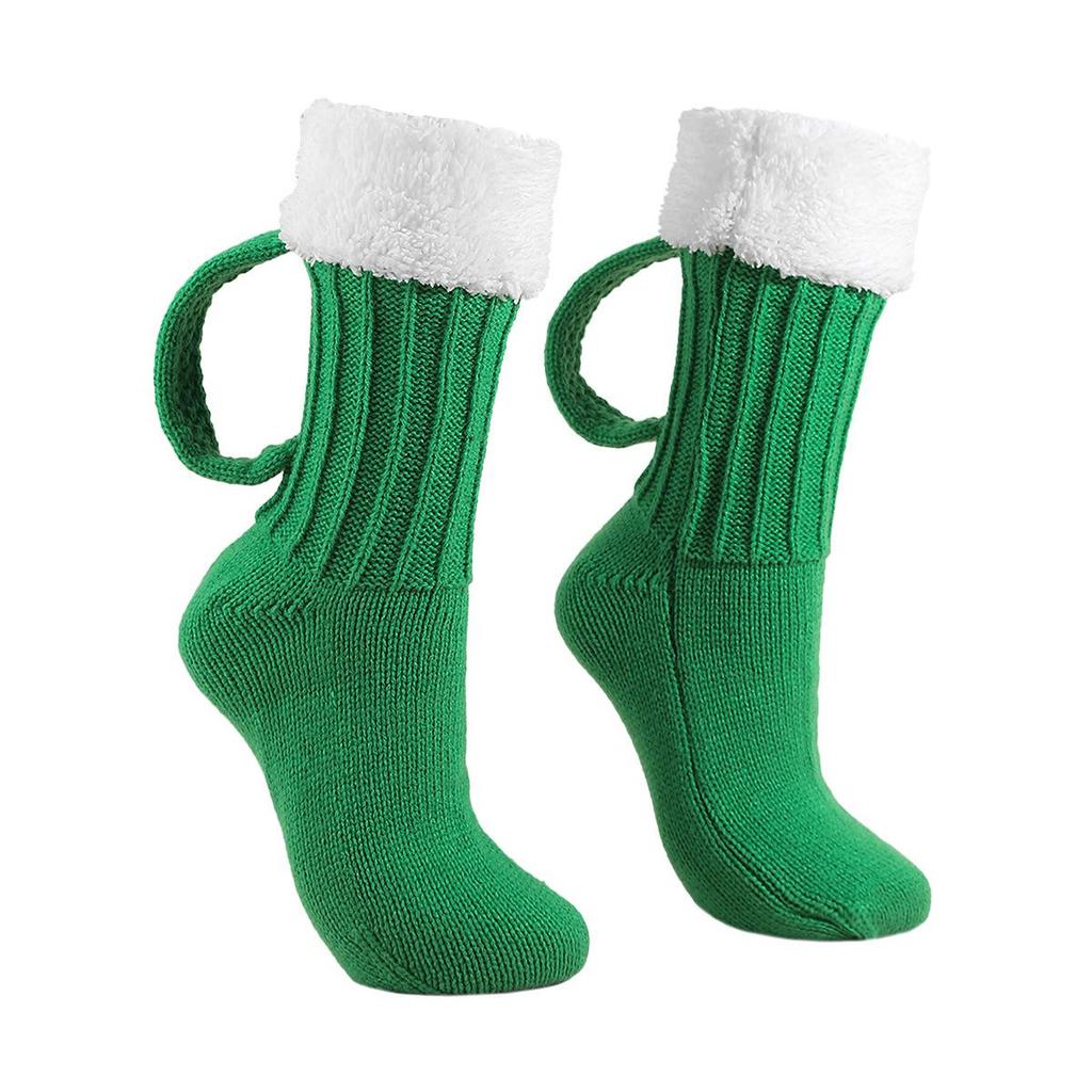 3D Beer Mug Chunky Knit Socks - Warm Mid-Calf Autumn/Winter Floor Socks