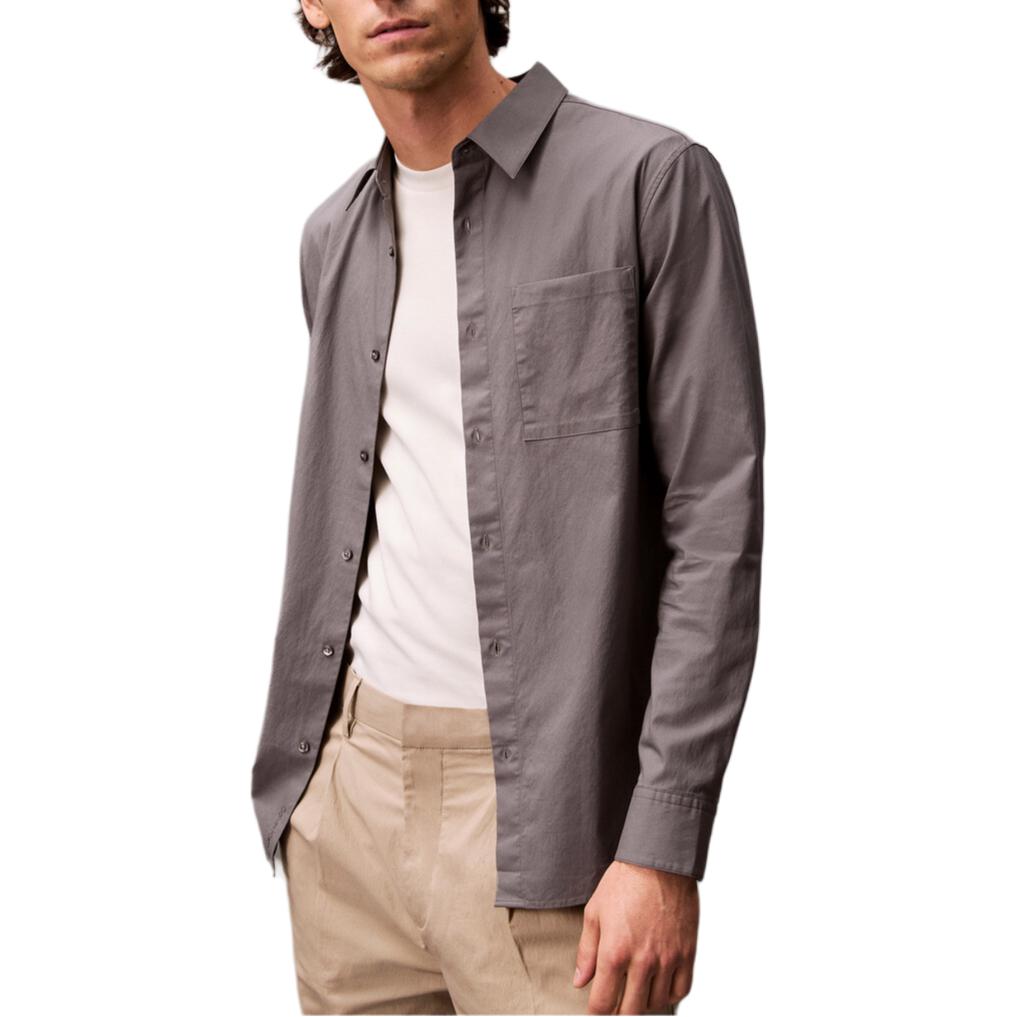 

Calvin Klein Минималистичная Удобная Универсальная Повседневная Мягкая на ощупь Пуговичная Рубашка с длинным рукавом Мужские рубашки Серый 40EM103-5GS L