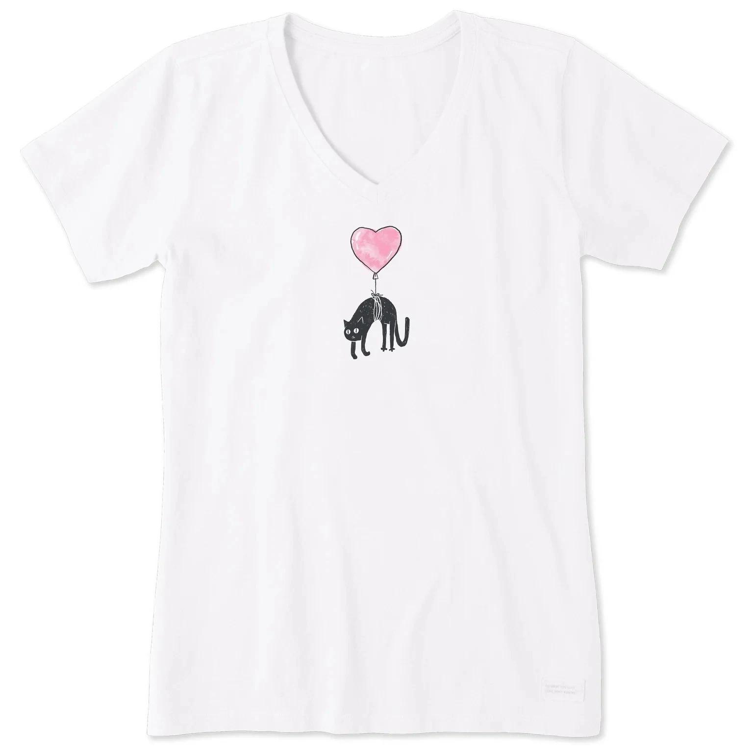 

Life is Good. Women s Floating Kitty Balloon Short Sleeve Crusher-LITE Vee S