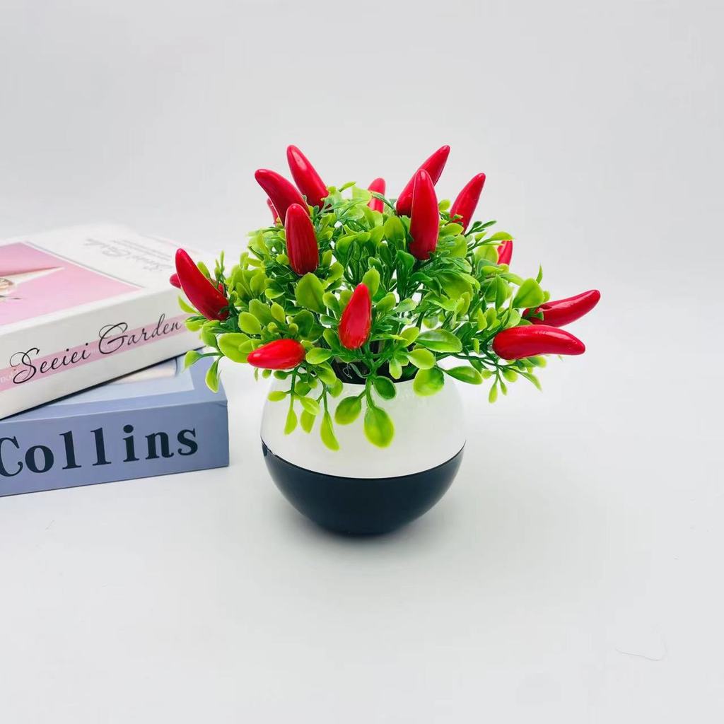 Chili Plastic Cherry Fruit Bonsai With Realistic Design Home Decoration Event