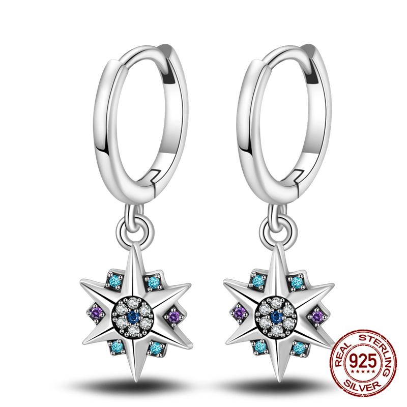 100% 925 Sterling Silver Simple Star And Moon Series Women'S Earrings Suitable For Daily Wear Anniversary Gift